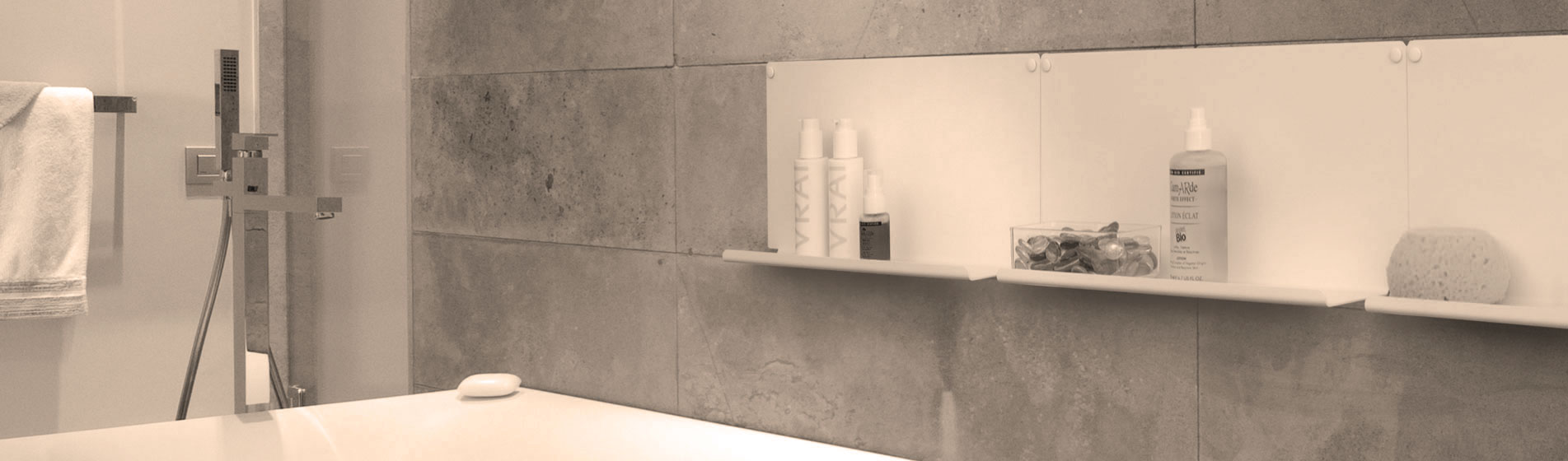 mobili mensole bagno asimmetriche Milano